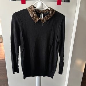 J crew long sleeve with cheetah collar size medium
